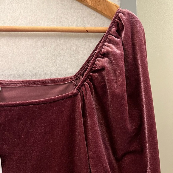 NWT GAP Factory Medium Velour Squareneck Top Burgundy Purple Stretch Vel… - Picture 8 of 13